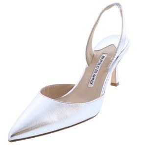 NIB Carolyne Metallic Leather Mid-Heel Pump